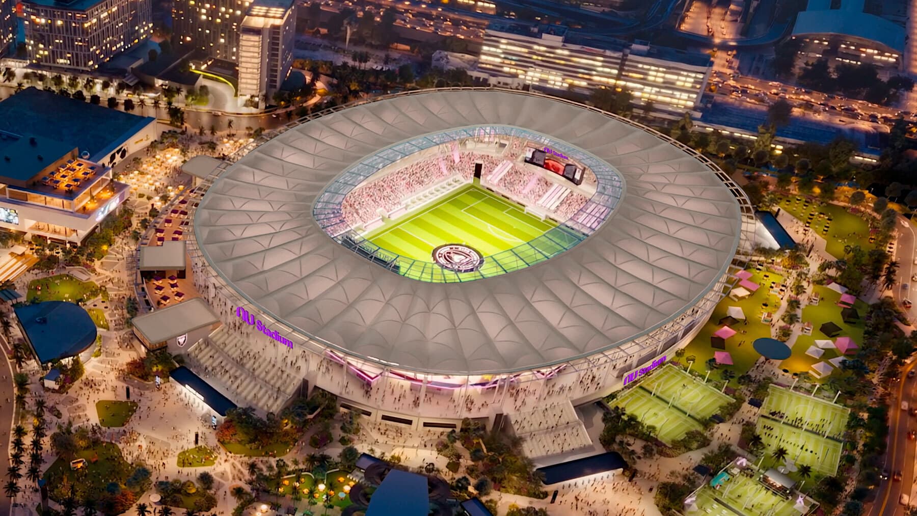 Nu Stadium aerial night view